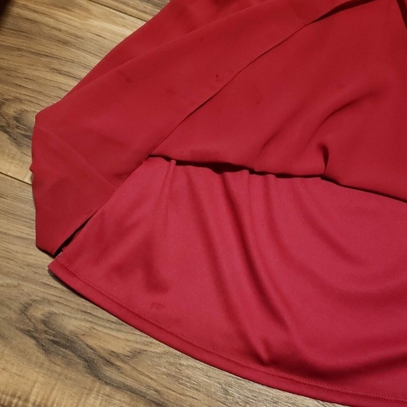 BCX Women Red 3/4 Sleeve Belted Dress Career Fit & Flare Size XS - Picture 3 of 7